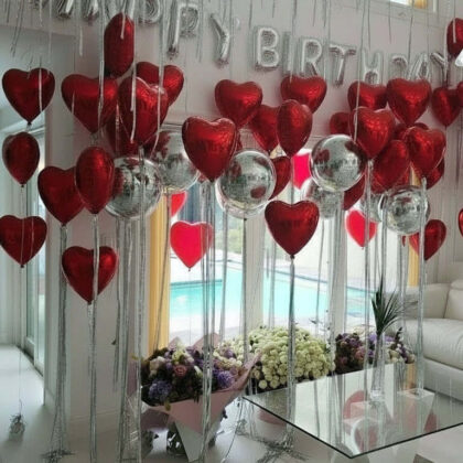 Balloon Birthday setup with personalized decor and celebration details