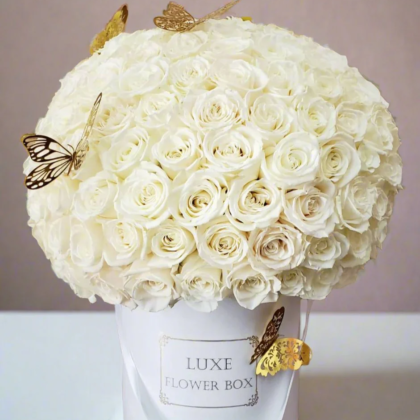 100 Roses Flower Box - Elegant Fresh Roses Arrangement